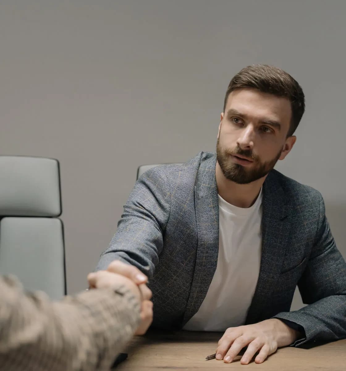 A client meeting at the close of an engagement